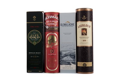 Lot 127 - GLEN ORD AGED 12 YEARS, GLENFARCLAS AGED 10 YEARS, GLENALLACHIE DISTILLERY EDITION, AND ABERLOUR AGED 10 YEARS