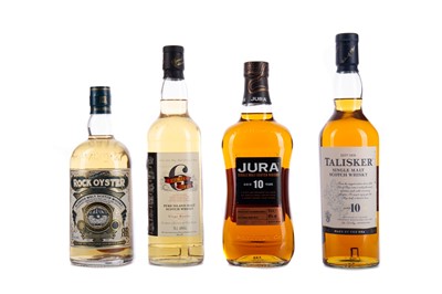 Lot 136 - JURA AGED 10 YEARS, TALISKER AGED 10 YEARS, ROCK OYSTER AND SIX ISLES
