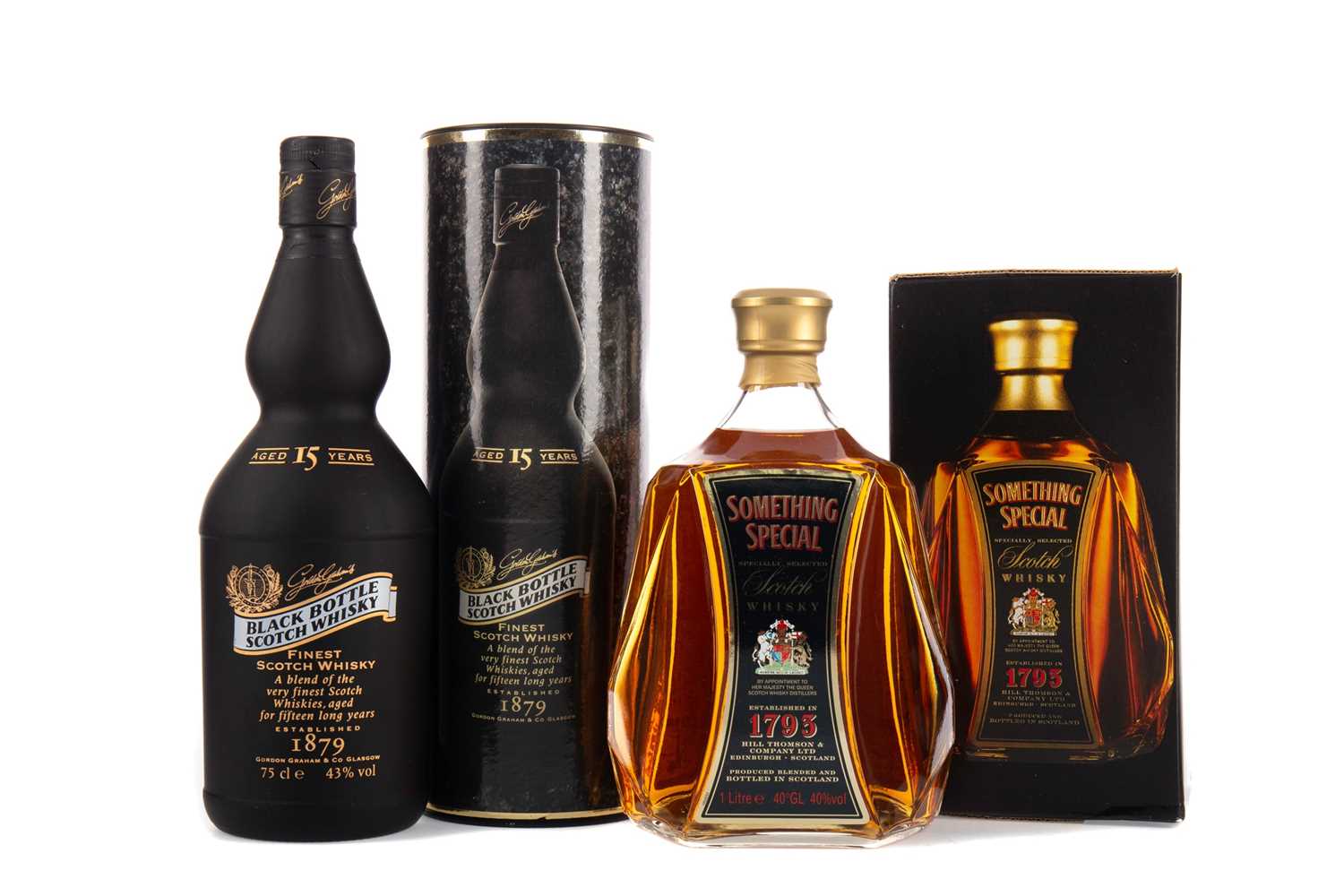 Lot 195 - SOMETHING SPECIAL 1793 AND BLACK BOTTLE AGED 15 YEARS