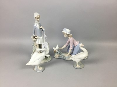 Lot 136 - A LLADRO GROUP OF A GIRL AND GEESE AND OTHER FIGURES