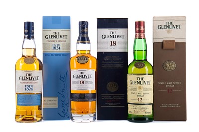 Lot 145 - GLENLIVET AGED 18 YEARS, AGED 12 YEARS, AND FONDER'S RESERVE