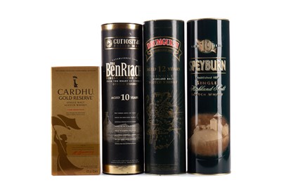 Lot 149 - BENROACH CURIOSITAS AGED 10 YEARS, DRUMGUISH, CARDHU GOLD RESERVE AND SPEYBURN AGED 10 YEARS