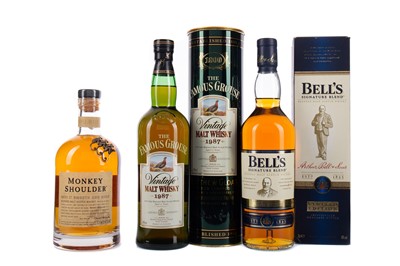 Lot 154 - BELL'S SIGNATURE BLEND, MONKEY SHOULDER, AND FAMOUS GROUSE 1987 AGED 12 YEARS