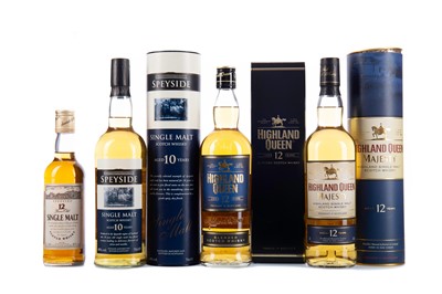 Lot 167 - HIGHLAND QUEEN AGED 12 YEARS MALT & BLEND, WM MORRISON'S SPEYSIDE AGED 10 YEARS AND A HALF BOTTLE OD SAFEWAYS SPEYSIDE 12 YEARS OLD