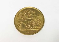Lot 207 - GOLD HALF SOVEREIGN DATED 1913