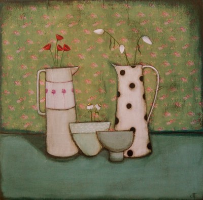Lot 35 - STILL LIFE WITH FOUR POPPIES BY JACKIE HENDERSON