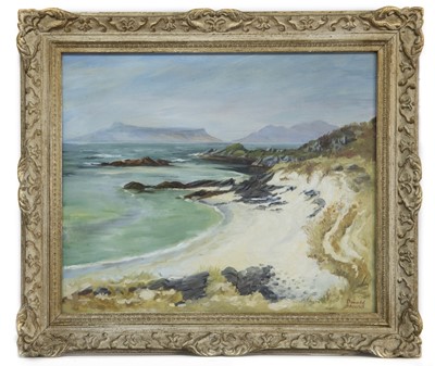 Lot 769 - WHITE SAND COAST, AN OIL BY DONALD SHEARER