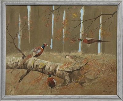 Lot 770 - PHEASANTS AND GROUSE, A WATERCOLOUR BY RALSTON GUDGEON