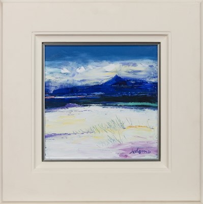 Lot 592 - QUIET EVENING, TRAIGH BHAN, IONA, AN OIL BY JOLOMO