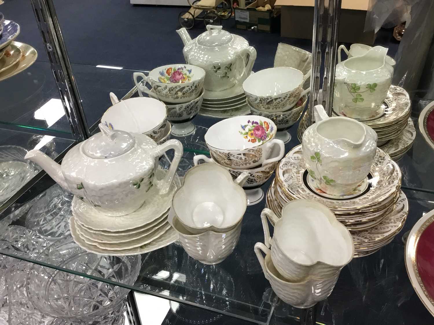 Lot 96 - AN ENGLISH TEA SERVICE ALONG WITH ANOTHER