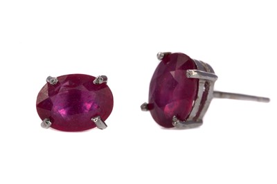 Lot 367 - A PAIR OF TREATED RUBY STUD EARRINGS