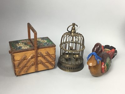 Lot 105 - A LOT OF TWO SEWING BOXES ALONG WITH OTHER ITEMS