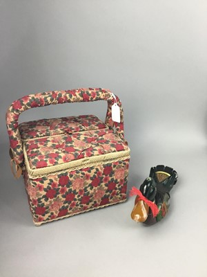 Lot 105 - A LOT OF TWO SEWING BOXES ALONG WITH OTHER ITEMS