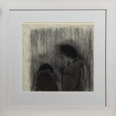 Lot 794 - TWO RATS, A CHARCOAL BY PAT DOUTHWAITE