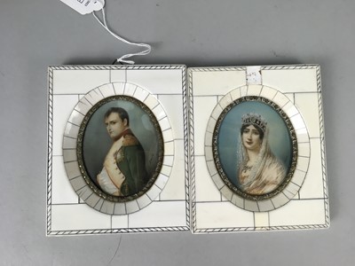 Lot 200 - A PAIR OF PORTRAIT MINIATURES OF NAPOLEON AND JOSEPHINE