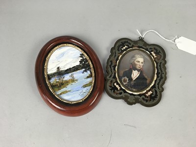 Lot 201 - A PORTRAIT MINIATURE AND A MINIATURE PAINTING OF LOCH MORLICH