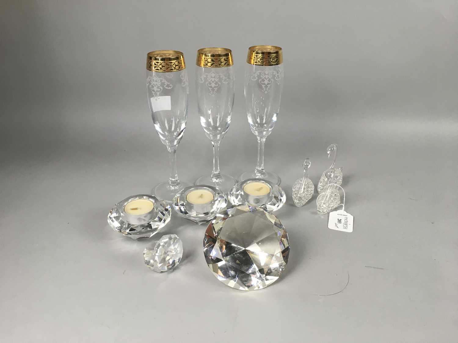 Lot 203 - A PAIR OF SPIRIT GLASSES IN THE STYLE OF VERSACE AND OTHER GLASSWARE
