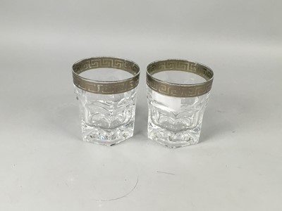 Lot 203 - A PAIR OF SPIRIT GLASSES IN THE STYLE OF VERSACE AND OTHER GLASSWARE