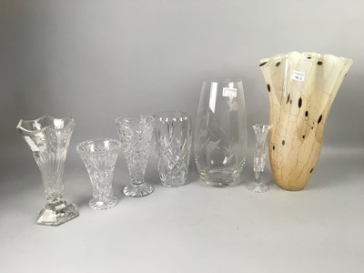 Lot 206 - AN ART GLASS VASE AND SIX OTHER VASES