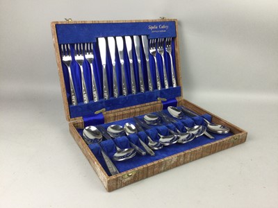 Lot 215 - A CANTEEN OF CUTLERY AND PEPPER POTS