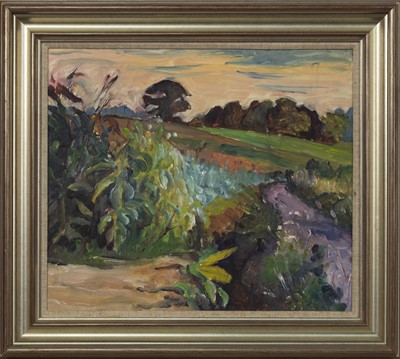 Lot 281 - COUNTRYSIDE COLOURS AN OIL BY FYFFE CHRISTIE