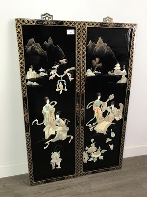 Lot 223 - A SET OF SIX CHINESE LACQUERED WALL PANELS