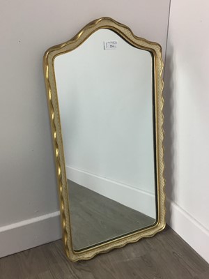 Lot 224 - A WALL MIRROR IN CREAM AND GILT FRAME AND ANOTHER WALL MIRROR