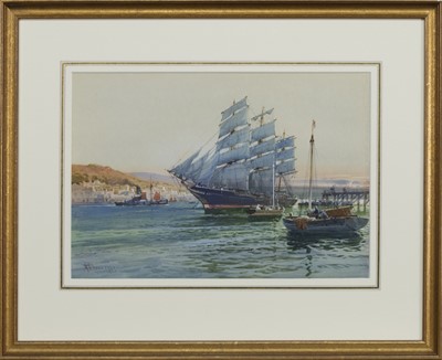 Lot 110 - EVENING ON THE CLYDE, A WATERCOLOUR BY A D BELL