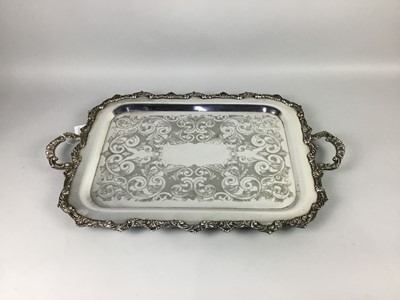 Lot 250 - A SILVER PLATED TEA TRAY