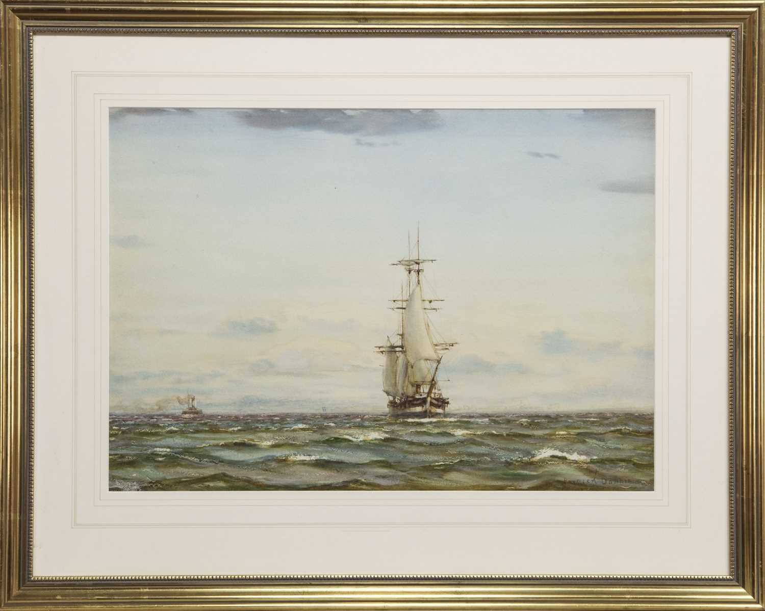 Lot 276 - A BREEZY DAY ON THE FIRTH OF CLYDE, A WATERCOLOUR BY PATRICK DOWNIE