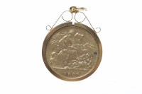 Lot 249 - GOLD HALF SOVEREIGN DATED 1896 in a pendant...