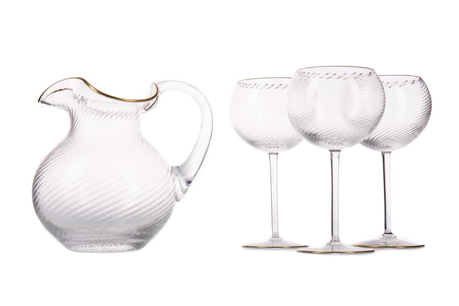 Lot 776 - A MURANO CLEAR GLASS PITCHER AND SIX GLASSES
