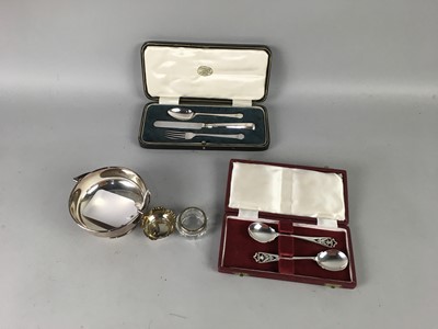 Lot 188 - TWO CASED SILVER TEASPOONS, ALONG WITH OTHER SILVER AND SILVER PLATE