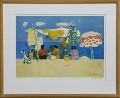 Lot 777 - PEASANTS ON THE BEACH, A SIGNED LIMITED EDITION  BY ALBERTO MORROCCO