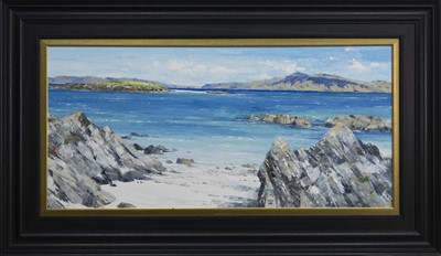 Lot 804 - FAVOURITE VIEW, MULL FROM NORTH IONA, AN OIL BY ERNI UPTON