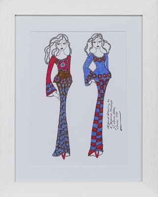 Lot 850 - ORIGINAL ILLUSTRATION OF DESIGNS FOR LAURA ASHLEY BY ROZ JENNINGS