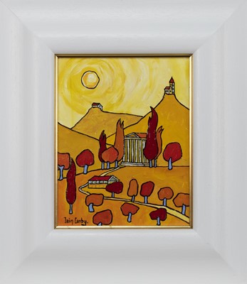 Lot 824 - A TEMPLE TO APHRODITE SURROUNDED BY TREES, AN OIL BY IAIN CARBY