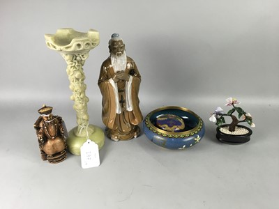 Lot 277 - A CHINESE CLOISONNE VASE ALONG WITH OTHER ASIAN ITEMS