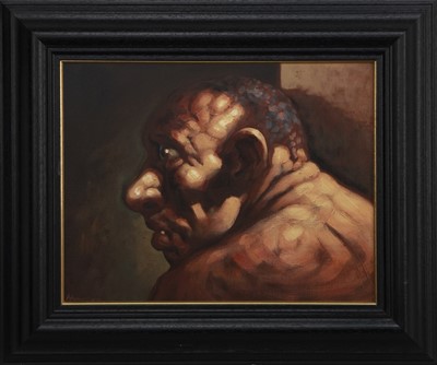 Lot 835 - THE THINKER, AN OIL BY PETER HOWSON