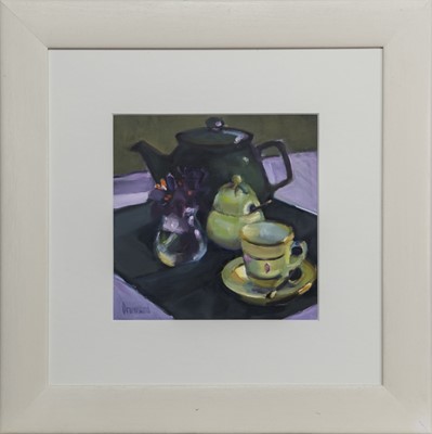 Lot 840 - STILL LIFE WITH TEA, AN OIL BY MARION DRUMMOND