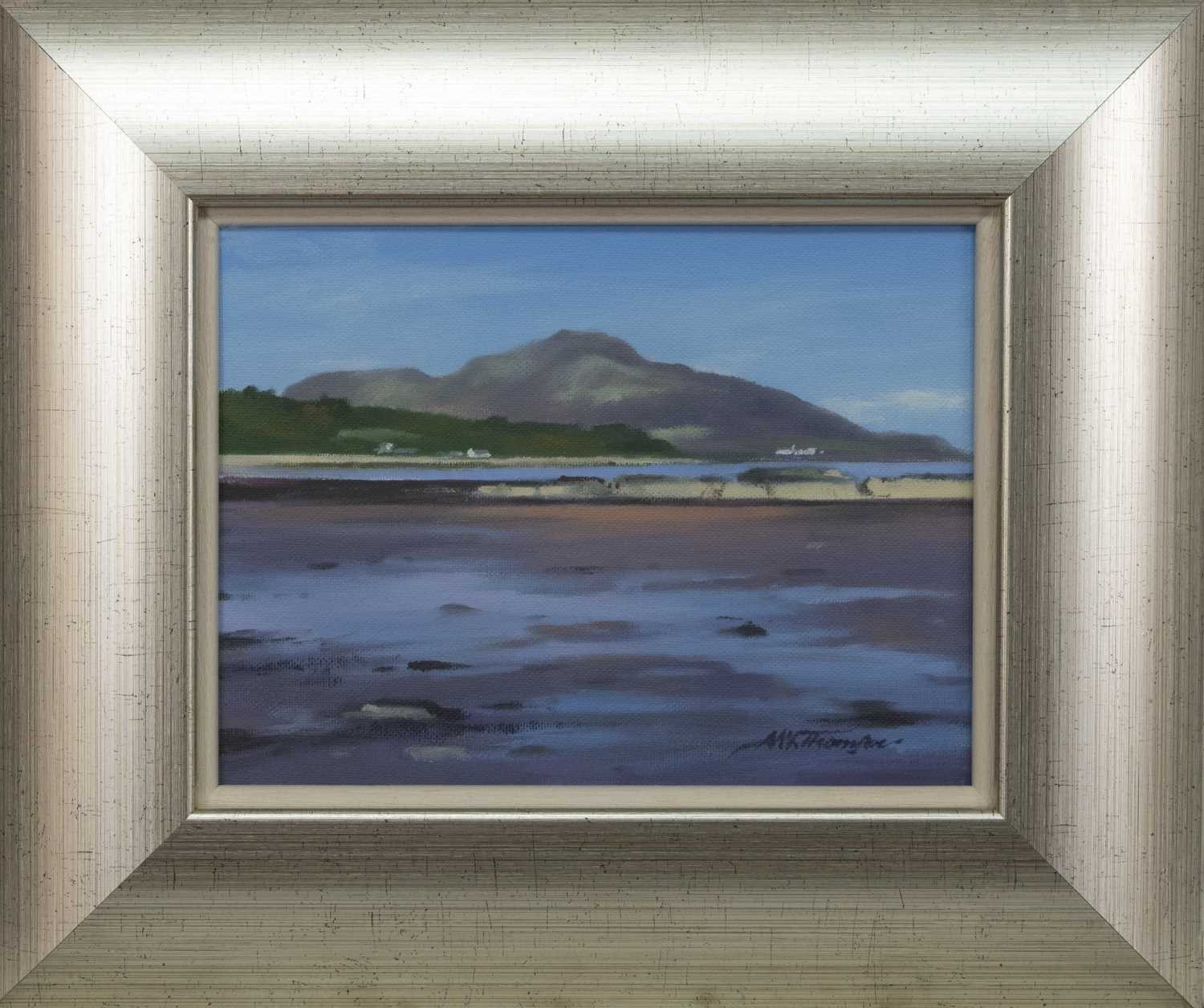 Lot 841 - HOLY ISLE FROM WHITING BAY, AN OIL BY ALASTAIR THOMSON