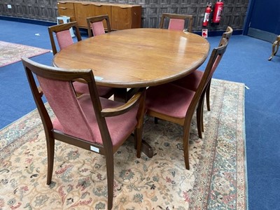 Lot 365 - A MID CENTURY MCINTOSH TEAK SIDEBOARD, A SIMILAR DINING TABLE AND SIX G-PLAN CHAIRS