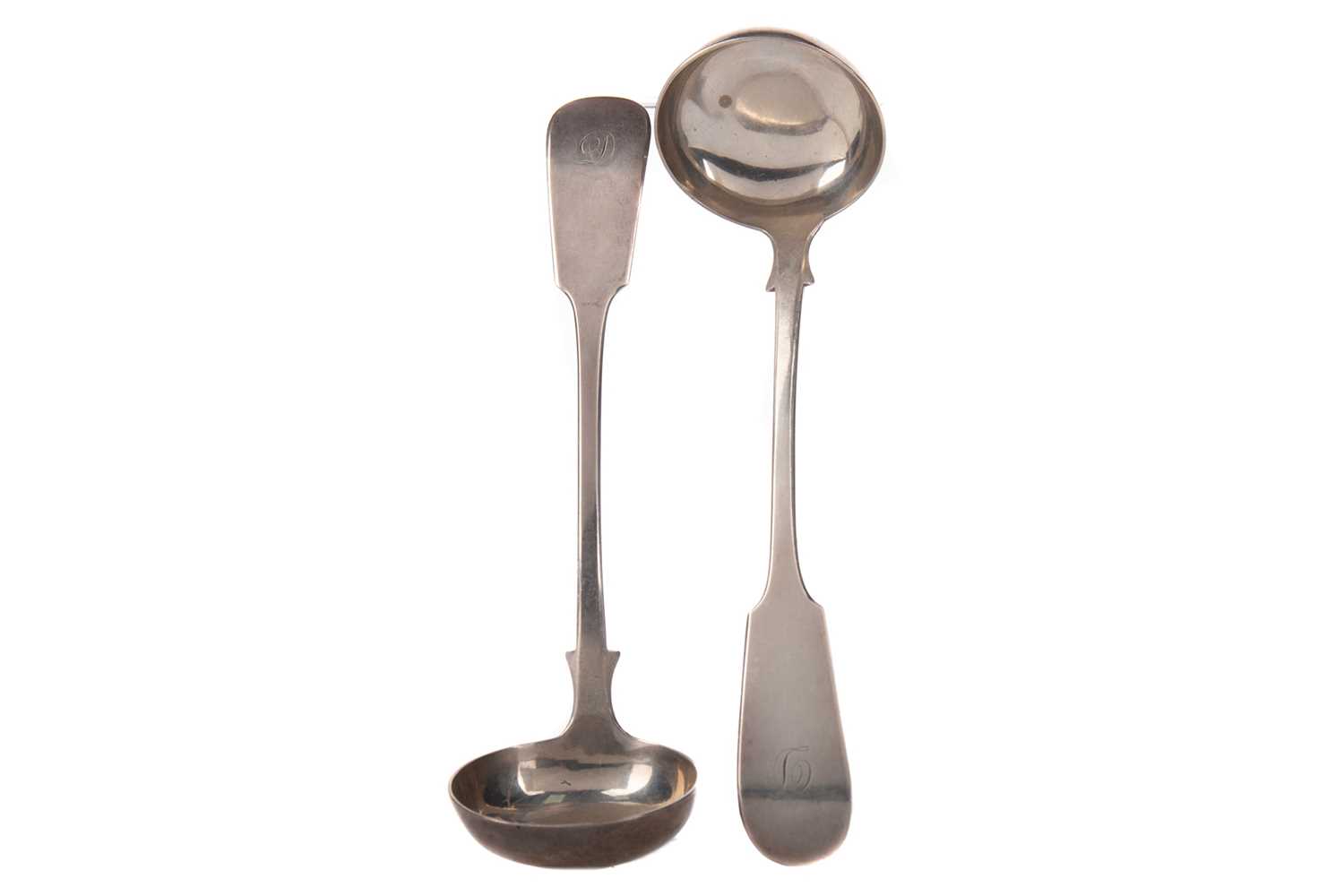 Lot 484 - A PAIR OF VICTORIAN SCOTTISH SILVER SAUCE LADLES