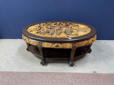 Lot 435 - A CHINESE OVAL COFFEE TABLE