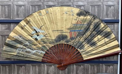 Lot 450 - A LARGE CHINESE WALL HANGING FAN