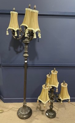 Lot 316 - A MODERN STANDARD LAMP AND A MATCHING TABLE LAMP