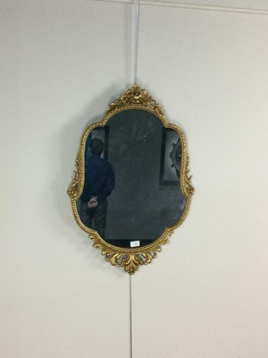 Lot 330 - A 20TH CENTURY GILT FRAMED WALL MIRROR AND TWO OTHERS