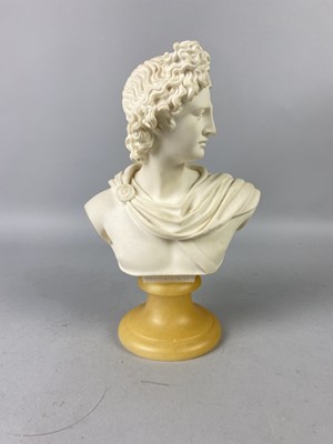 Lot 345 - A RESIN BUST OF APOLLO