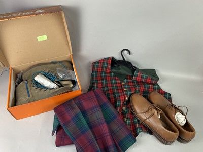 Lot 356 - A TARTAN WAISTCOAT, TARTAN TROUSERS AND OTHER FORMAL WEAR