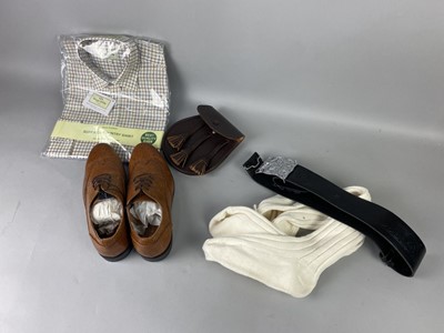 Lot 355 - A LOT OF THREE PAIRS OF BROGUES, FOUR SPORRANS AND OTHER FORMAL WEAR